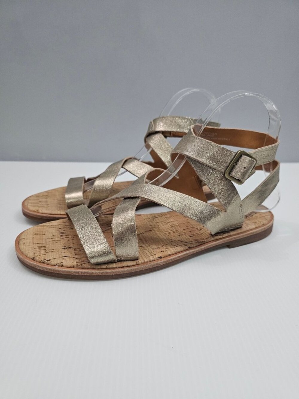 Kork-Ease Metallic Gold Strappy Cork-Look Sandals